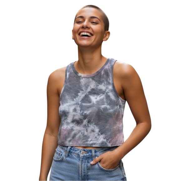 90 Degree By Reflex Tops - 90 Degree By Reflex Tie-Dye Tank Top - Gray and Pink NWT XL